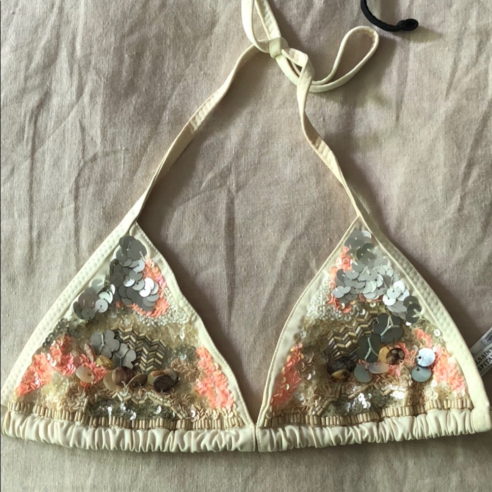 Allsaints embellished bikini top